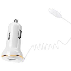 HOCO Z14 SINGLE PORT WITH LIGHTNING CABLE CAR CHARGER ΛΕΥΚΟ