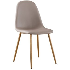 CELINA Καρέκλα Μέταλλο Βαφή Φυσικό, Pvc Cappuccino 45x54x85cm ΕΜ907,3P (Σετ 4τεμ.).( 3 άτοκες δόσεις.)