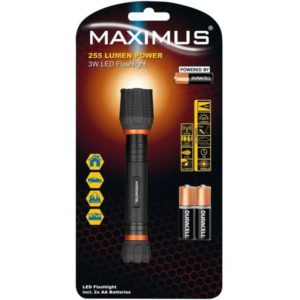 Φακός Αλουμινίου Maximus 3W Led Flashlight IPX7 255 Lumens Απόσταση 44m Μαύρος.