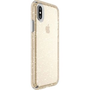SPECK IPHONE X CASE (103132-5636) PRESIDIO CLEAR + GLITTER (CLEAR WITH GOLD GLITTER).