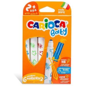 Carioca μαρκαδόροι Baby 6 χρώματα για παιδιά 2+ (Σετ 12τεμ).