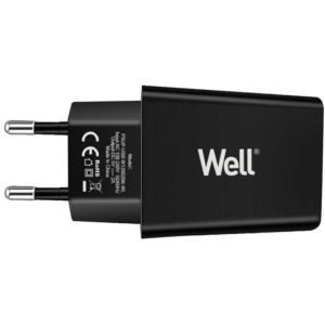 Universal USB 5VDC/2A Travel Wall Charger Μαύρο Well PSUP-USB-W12002BK-WL