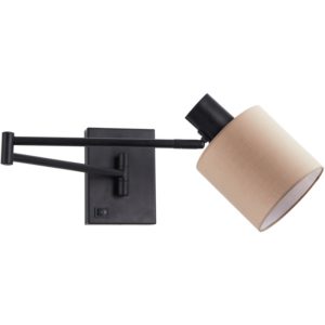 Home Lighting SE21-BL-52-SH3 ADEPT WALL LAMP Black Wall Lamp with Switcher and Brown Shade 77-8874( 3 άτοκες δόσεις.)