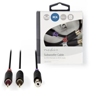 NEDIS CABW24020AT02 Subwoofer Cable 2x RCA Male - RCA Female 0.2 m Anthracite NEDIS.