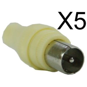 POWERTECH βύσμα PAL 9.5mm αρσενικό CAB-V011 για TV, λευκό, 5τμχ CAB-V011.