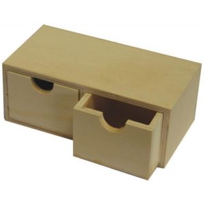 Κουτί ξύλινo με δύο συρτάρια 18x7x9.2εκ..