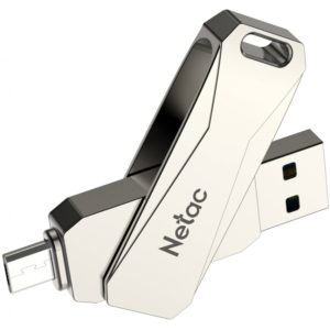 NETAC USB Flash Drive U381, 32GB, USB 3.0 & Micro USB, OTG, ασημί NT03U381B-032G-30PN.