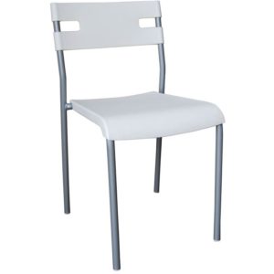 SWIFT Καρέκλα Στοιβαζόμενη Μέταλλο Βαφή Silver, PP Άσπρο 42x46x77cm ΕΜ912,1 (Σετ 8τεμ.).( 3 άτοκες δόσεις.)