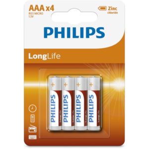 Philips R03L4B/GRS Μπαταρίες μεγάλης διάρκειας ζωής Zinc-Chloride 4 τμχ AAA.