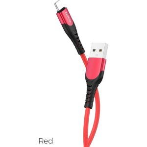 HOCO U80 COOL SILICONE CHARGING CABLE FOR LIGHTNING, ΚΟΚΚΙΝΟ