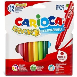 Carioca Bravo super washable μαρκαδόροι 12 χρωμάτων (Σετ 6τεμ).