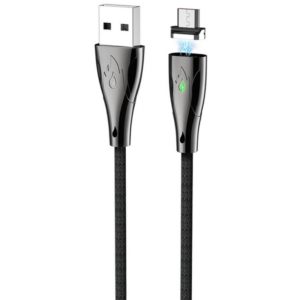 Καλώδιο σύνδεσης Hoco U75 Magnetic USB σε Micro-USB 3.0A με Μαγνητικό Αποσπώμενο Βύσμα και LED Ένδειξη Μαύρο 1.2m.