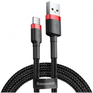 Baseus Cafule Braided USB 2.0 Cable USB-C male - USB-A male Μαύρο-Κόκκινο 2m (CATKLF-C91).