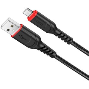 Καλώδιο σύνδεσης Hoco X59 Victory USB σε Micro USB 2.4A με Εύκαμπτο Βύσμα και Braided Καλώδιο Μαύρο 1m.