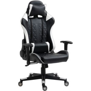 ArteLibre Καρέκλα Γραφείου Gaming ENNIS Μαύρο/Λευκό PVC 70x55x122-131cm.( 3 άτοκες δόσεις.)