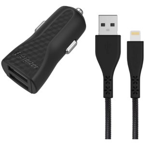 ENERGIZER DC2CLLIM CAR CHARGER LW 3.4A 2USB+Lightning Cable Black ENERGIZER.
