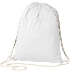 Τσάντα-πουγκί υφασμάτινη 100% cotton λευκή Υ52x40x3εκ..