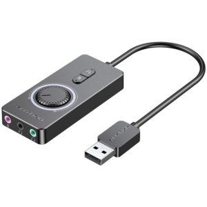 VENTION USB 2.0 External Stereo Sound Adapter with Volume Control 0.5M Black ABS Type (CDRBD).