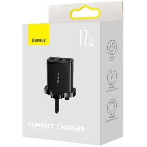 Baseus Travel Charger Compact wall Charger 17W (UK plug) Black (CCXJ020301) (BASCCXJ020301).