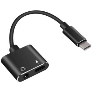 POWERTECH αντάπτορας USB-C σε USB-C & 3.5mm θηλυκό CAB-UC031, μαύρος CAB-UC031.