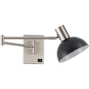 Home Lighting SE21-NM-52-MS3 ADEPT WALL LAMP Nickel Matt Wall lamp with Switcher and Black Metal Shade 77-8377( 3 άτοκες δόσεις.)