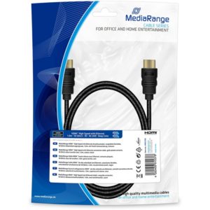 Καλώδιο MediaRange HDMI High Speed with Ethernet connection, gold-plated contacts, 18 Gbit/s data transfer rate, 1.0m, cotton, black (MRCS195).