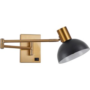 Home Lighting SE21-GM-52-MS3 ADEPT WALL LAMP Gold Matt Wall lamp with Switcher and Black Metal Shade 77-8368( 3 άτοκες δόσεις.)