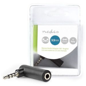 NEDIS CAGB22980BK Stereo Audio Adapter 3.5 mm Male - 3.5 mm Female 90° Angled 4- NEDIS.