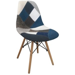 ART Wood Καρέκλα Ξύλο - PP Ύφασμα Patchwork Blue 47x52x84cm ΕΜ123,83 (Σετ 4τεμ.).( 3 άτοκες δόσεις.)
