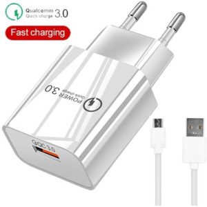 LAMTECH QUICK CHARGER USB3.0 18W WITH TYPE-C CABLE 1M WHITE LAM021998
