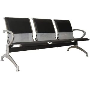Κάθισμα Αναμονής - Υποδοχής 3 Θέσεων, Μέταλλο Χρώμιο PVC Μαύρο 181x58x77cm Ε503,02.( 3 άτοκες δόσεις.)