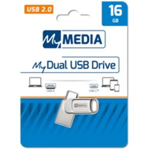 MyMedia My Dual USB Drive 16GB, USB 2.0 + USB C (by Verbatim) - 69265. 69265.