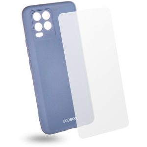 EGOBOO Tempered Glass + Case Rubber TPU Light Grey (Realme 8/8 Pro)