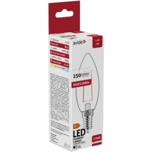 Avide LED Filament Candle 2.5W E14 360° WW 2700K High Lumen.