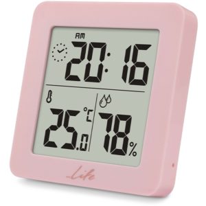 LIFE PRINCESS HYGROMETER & THERMOMETER WITH CLOCK PINK COLOR LIFE.