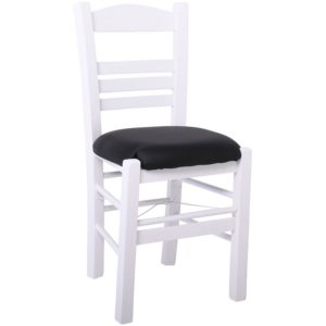 ΣΙΦΝΟΣ Καρέκλα Οξιά Βαφή Εμποτισμού Λάκα Άσπρο, Κάθισμα Pu Μαύρο 41x45x88cm Ρ969,Ε8Τ.( 3 άτοκες δόσεις.)