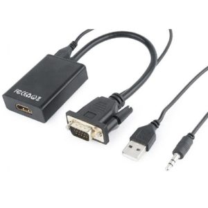 CABLEXPERT VGA TO HDMI ADAPTER CABLE 0,15M BLACK A-VGA-HDMI-01