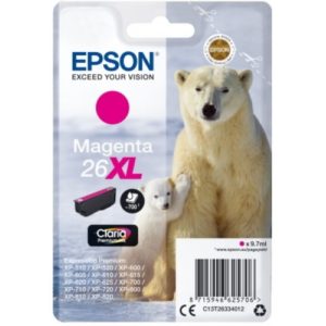 Ink Epson T263340 XL Magenta with pigment ink. C13T26334012.