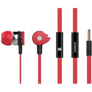 CELEBRAT Earphones με μικρόφωνο D1, 10mm, 3.5mm, 1.2m flat, κόκκινα D1-RD.