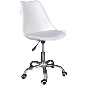 MARTIN Καρέκλα Γραφείου Χρώμιο PP Άσπρο, Κάθισμα: Pu Άσπρο Μονταρισμένη Ταπετσαρία Συσκ.2 51x55x81/91cm ΕΟ201,2 (Σετ 2τεμ.).( 3 άτοκες δόσεις.)