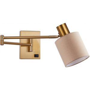 Home Lighting SE21-NM-52-SH3 ADEPT WALL LAMP Gold Matt Wall lamp with Switcher and Brown Shade 77-8873( 3 άτοκες δόσεις.)