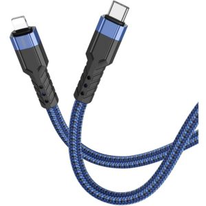 Καλώδιο Σύνδεσης Hoco U110 USB-C σε Lightning Braided PD20W 3A Μπλε 1.2m Υψηλής Αντοχής.