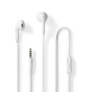 NEDIS HPWD2021WT WIRED EARPHONES 3.5mm WITH CABLE LENGTH: 1.20m BUILT-IN MICROPHONE WHITE NEDIS.