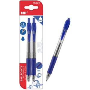 MP στυλό διαρκείας gel PE224, 0.7mm, μπλε, 2τμχ PE224.