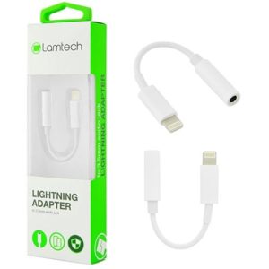 LAMTECH IPHONE 7/8/X ADAPTER CABLE AUDIO JACK 3,5MM WHITE LAM063005