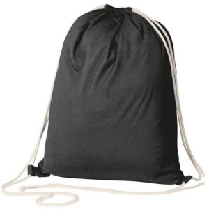 Τσάντα-πουγκί υφασμάτινη 100 % cotton μαύρη Υ52x40x3εκ..