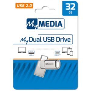 MyMedia My Dual USB Drive 32GB, USB 2.0 + USB C (by Verbatim) - 69266. 69266.