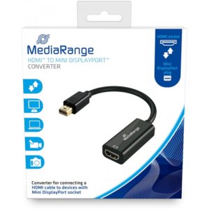 Καλώδιο MediaRange HDMI High Speed to Mini DisplayPort converter, gold-plated, HDMI socket/Mini DP plug, 10 Gbit/s data transfer rate, 15cm, black (MRCS176).