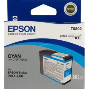 Epson Μελάνι Inkjet T5802 Cyan (C13T580200) (EPST580200).( 3 άτοκες δόσεις.)