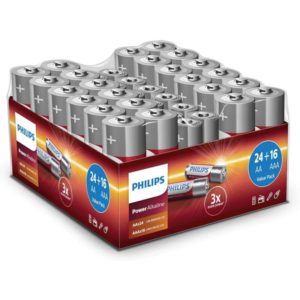 Philips LR036G40W/GRS Power Alkaline Αλκαλικές μπαταρίες υψηλής απόδοσης 40 τμχ | AA x 24 τμχ ΑΑΑ χ 16 τμχ.